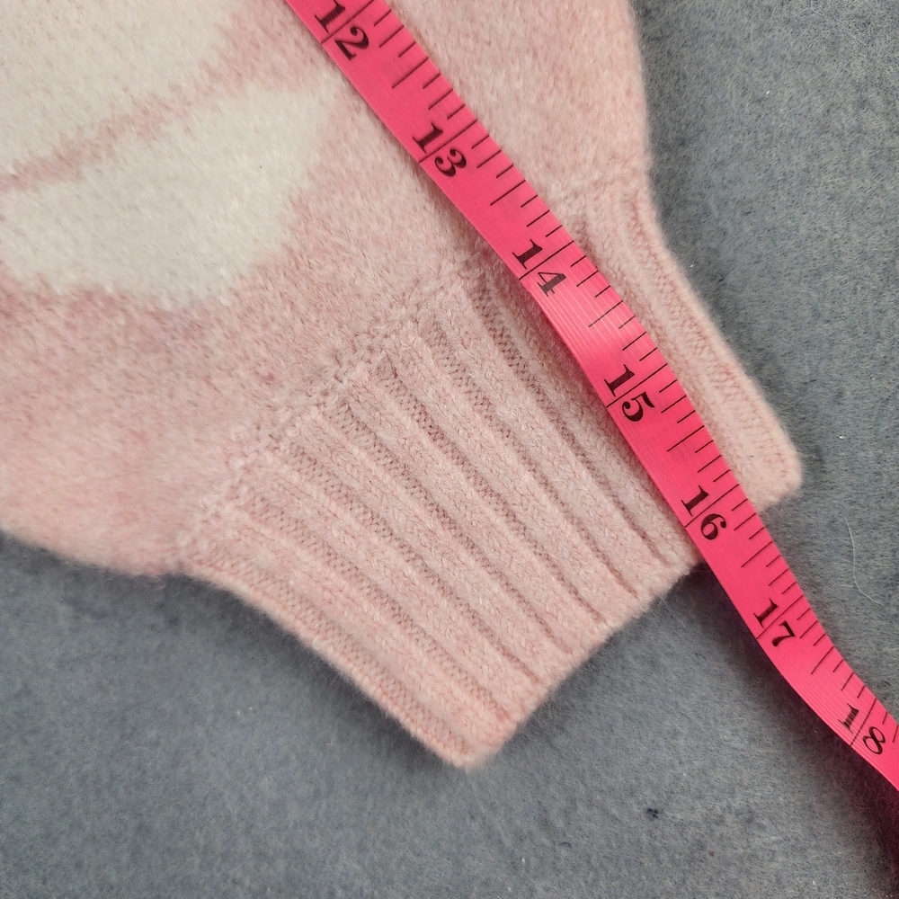 Pink BOW Knit Sweater Coquette Balletcore Soft Girl White Detail Cozy Feminine - Picture 11 of 11